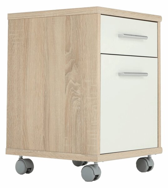 Noptiera JOHAN 2 NEW 07, stejar sonoma/alb, DTD laminat, 39x41x55 cm