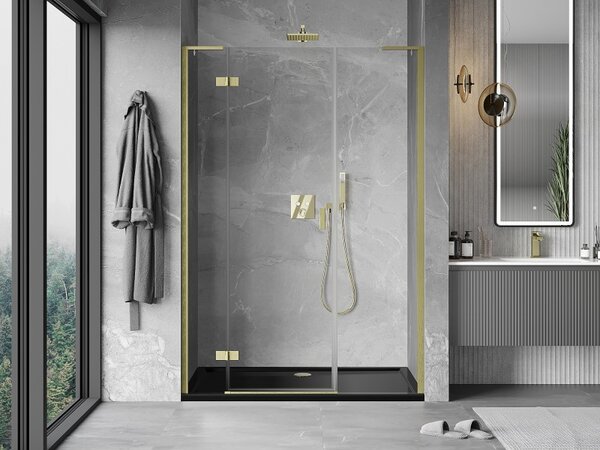 Mexen Mist-H L, ușă de duș cu 1 aripă stânga 120 cm, sticlă transparentă, profil auriu mat, 8A5L-120-001-55-00-L
