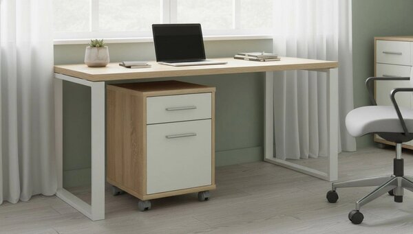 Noptiera JOHAN 2 NEW 07, stejar sonoma/alb, DTD laminat, 39x41x55 cm