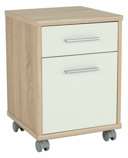 Noptiera JOHAN 2 NEW 07, stejar sonoma/alb, DTD laminat, 39x41x55 cm