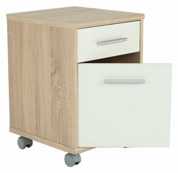 Noptiera JOHAN 2 NEW 07, stejar sonoma/alb, DTD laminat, 39x41x55 cm