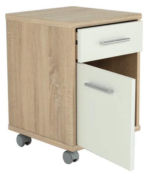 Noptiera JOHAN 2 NEW 07, stejar sonoma/alb, DTD laminat, 39x41x55 cm