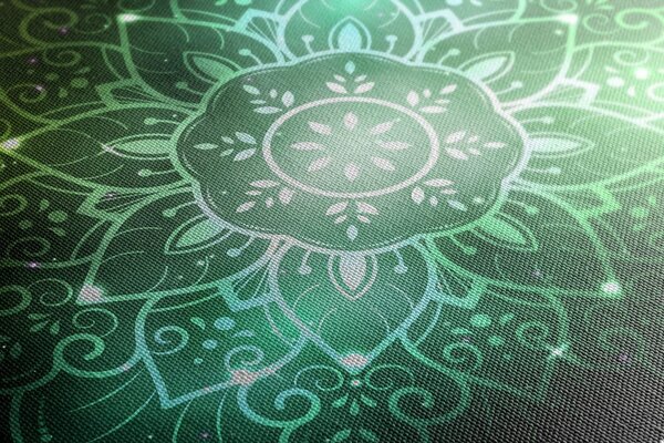 Tablou Mandala cu un fundal galactic în nuanțe de verde