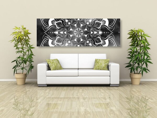 Tablou Mandala modernă cu un model oriental în design alb-negru
