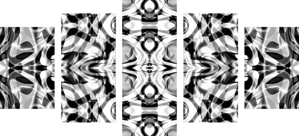 Tablou 5-piese abstractizare în design alb-negru