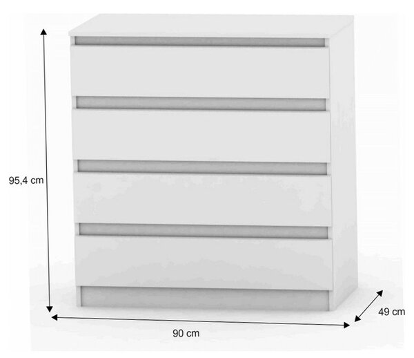 Comoda HANY NEW 004, alb, PAL laminat, 90x49x95 cm