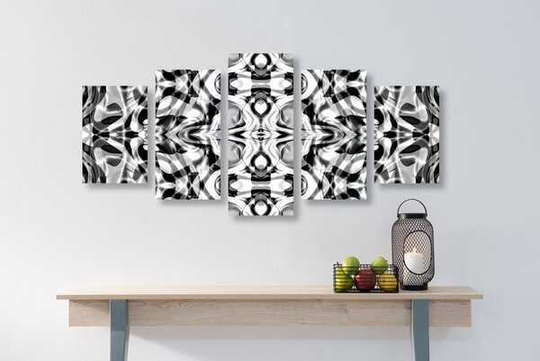 Tablou 5-piese abstractizare în design alb-negru