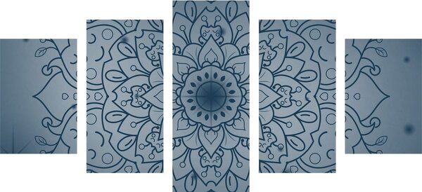 Tablou 5-piese floare albastră închisă de Mandala
