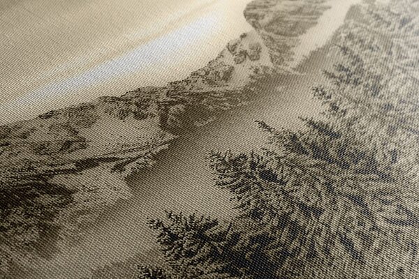 Tablou munții înghețați în design sepia