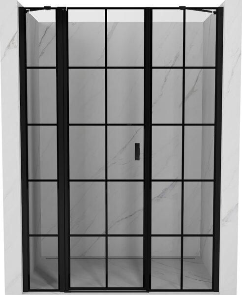 Mexen, Ușă de duș pivotantă Mexen Mist, stânga, 120 cm, grilă neagră - 8A4-120-001-70-77-L