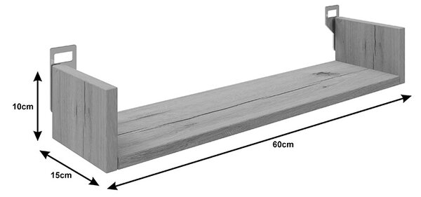 Raft de perete Derva, Pako World, Gri ciment, 60x15x10 cm