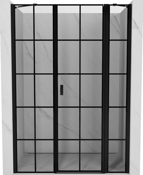 Mexen, Ușă de duș cu balamale pe dreapta Mexen Mist 120 cm, grilă neagră - 8A4-120-001-70-77-P