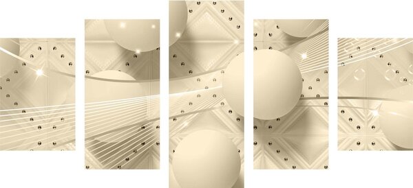 Tablou 5-piese de lux în design sepia