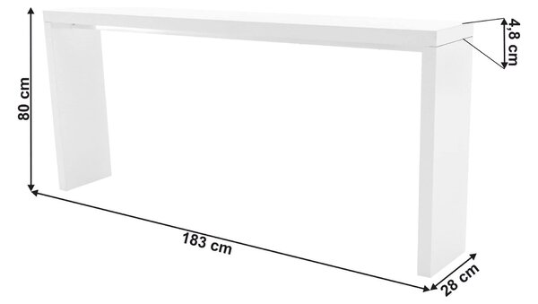 Consola FITRON, alb, PAL laminat, 183x28x80 cm