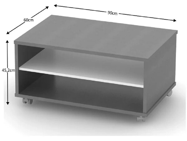 Masuta de cafea RIOMA NEW TYP 32, gri grafit, DTD laminat, 90x60x45 cm
