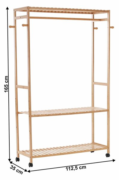 Suport umerase MELAR, stejar natural, bambus lacuit, 113x35x165 cm