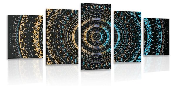 Tablou 5-piese Mandala cu modelul de soare