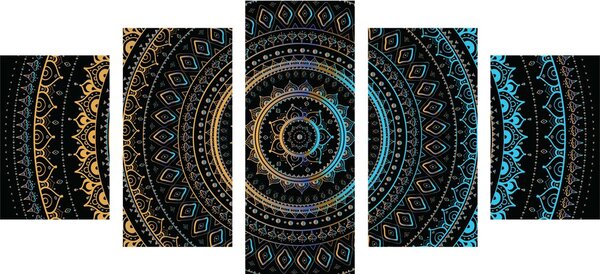 Tablou 5-piese Mandala cu modelul de soare