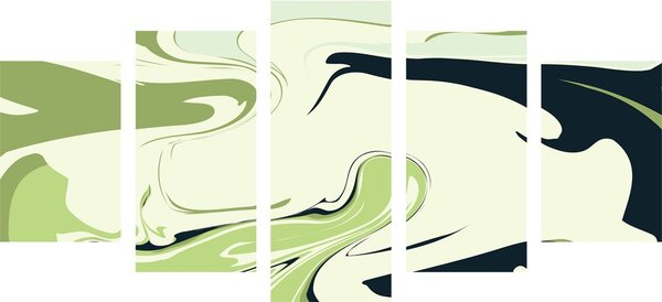 Tablou 5-piese model abstract de materiale în verde