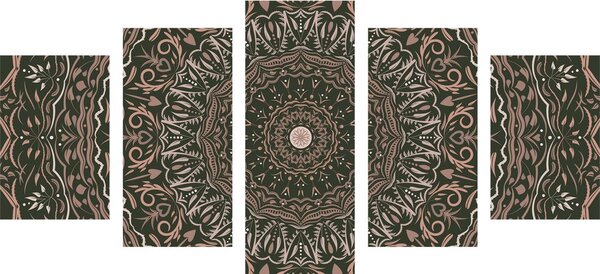 Tablou 5-piese Mandala în stil vintage