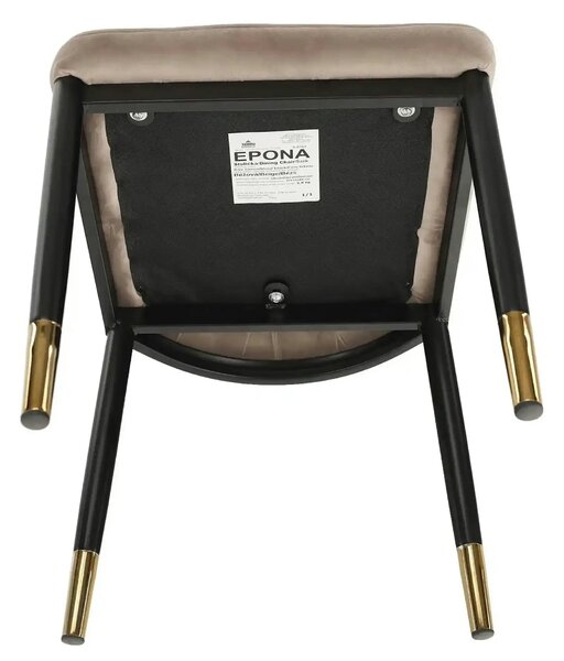 Scaun EPONA, bej/negru, stofa catifelata/metal, 47x45x89 cm