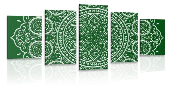Tablou 5-piese Mandala etnică fină în design verde