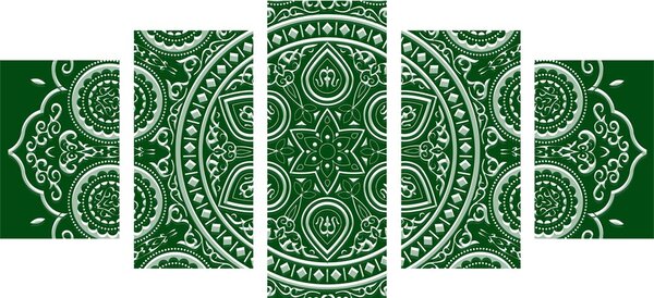 Tablou 5-piese Mandala etnică fină în design verde