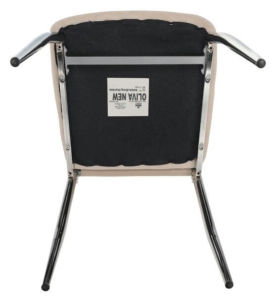 Scaun OLIVA NEW, bej/crom, stofa catifelata/metal, 42x52x97 cm