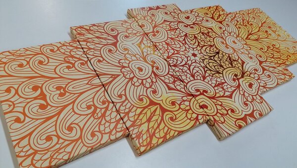 Tablou 5-piese Mandala etnică de aur