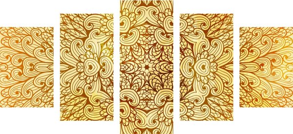 Tablou 5-piese Mandala etnică de aur
