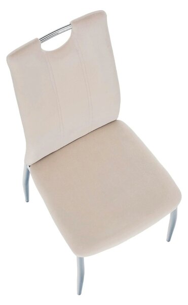 Scaun OLIVA NEW, bej/crom, stofa catifelata/metal, 42x52x97 cm