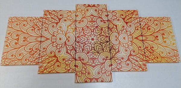 Tablou 5-piese Mandala etnică de aur