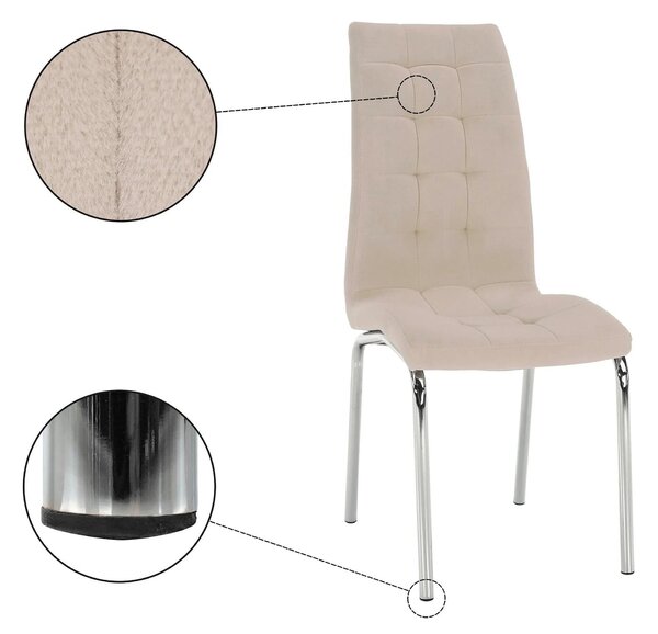 Scaun GERDA NEW, bej, stofa clasica/metal, 42x58x103 cm