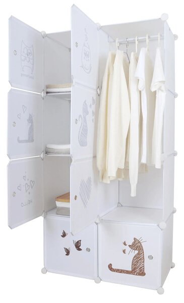 Dulap copii KIRBY, alb/maro, metal/plastic, 75x37x147 cm