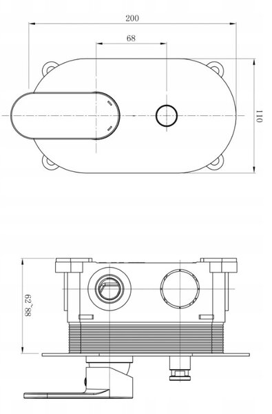 Cersanit Crea, set de baie ascuns cu cap de dus manual, crom, S952-035