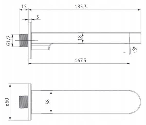 Cersanit Crea, set de baie ascuns cu cap de dus manual, crom, S952-035