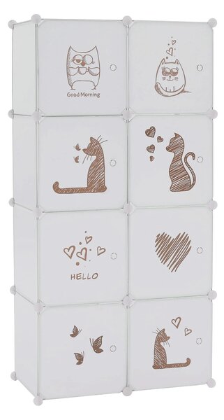 Dulap copii KIRBY, alb/maro, metal/plastic, 75x37x147 cm