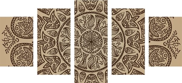 Tablou 5-piese Mandala cu model natural abstract
