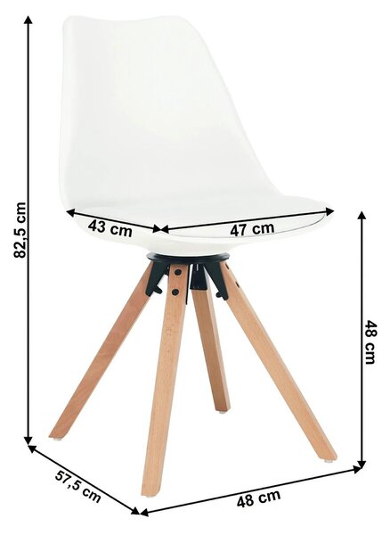 Scaun ETOSA, alb/fag, piele ecologica/plastic/lemn, 48x58x83 cm