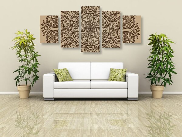Tablou 5-piese Mandala cu model natural abstract