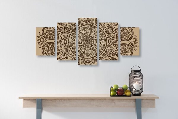 Tablou 5-piese Mandala cu model natural abstract
