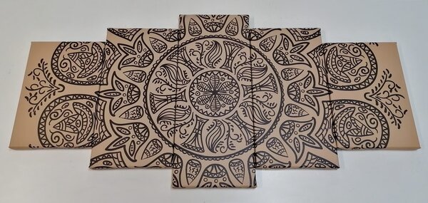 Tablou 5-piese Mandala cu model natural abstract