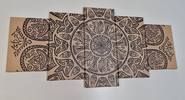 Tablou 5-piese Mandala cu model natural abstract