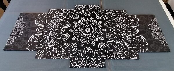 Tablou 5-piese Mandala cu un model abstract în design alb-negru