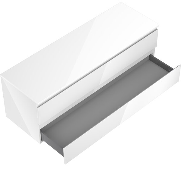 Mexen Orio, mobilier de baie 140 cm cu blat, 2 sertare, alb lucios, 91A10-14047-2-BFFC00