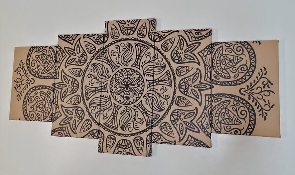 Tablou 5-piese Mandala cu model natural abstract