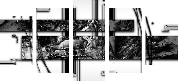 Tablou 5-piese abstracție de lux în design alb-negru