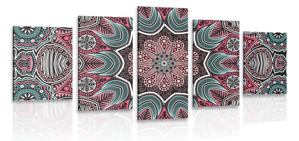 Tablou 5-piese Mandala indiană cu model floral