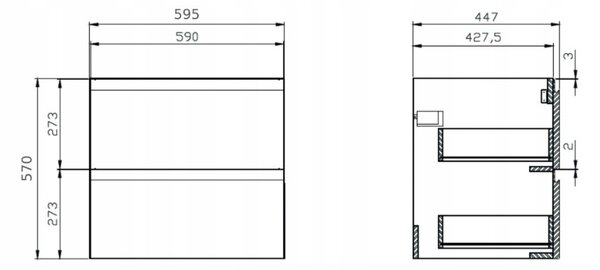 Cersanit Moduo, set dulap baie cu chiuveta blat 80x45x95 cm, stejar lucios alb, S801-447
