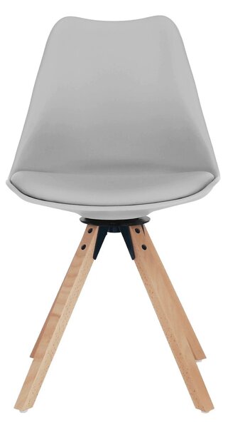Scaun ETOSA, gri deschis/fag, piele ecologica/plastic/lemn, 48x58x83 c